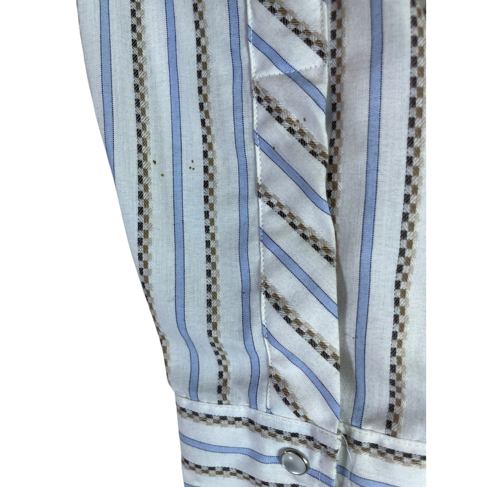 Cody James Western Shirt Mens Large White Gray Striped Cotton Pearl Snap Cowboy - Picture 3 of 8